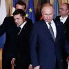 Путин назвал причину ухудшения отношений между Россией и Украиной (Президент России Владимир Путин (справа) и президент Украины Владимир Зеленский на саммите в Париже …) Президент России Вла…